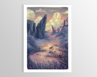 Sunset in the Valley, with Haru & Yama - Giclee print