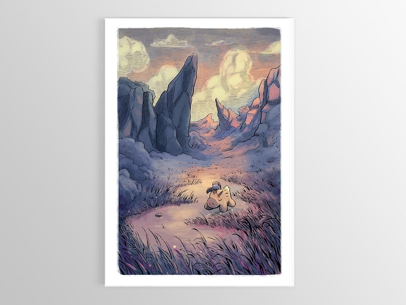 Sunset in the Valley, with Haru & Yama Giclee print image 1