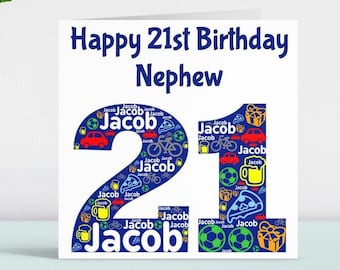 Personalised Birthday Card Nephew Son Grandson Brother Cousin Dad Uncle Grandad Godson 18th 21st 30th 40th 50th Any Age Gift Present