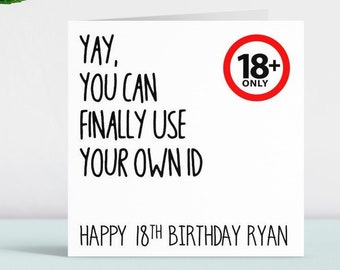 Personalised Funny Happy 18th Birthday Card Gift Present Son Daughter Niece Nephew Grandson Granddaughter Brother Sister Best Friend Bestie