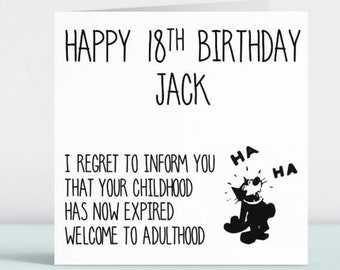 Personalised Funny Happy 18th Birthday Card Gift Present Son Daughter Niece Nephew Grandson Granddaughter Brother Sister Best Friend Bestie