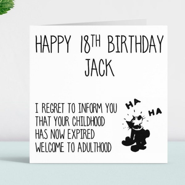 Personalised Funny Happy 18th Birthday Card Gift Present Son Daughter Niece Nephew Grandson Granddaughter Brother Sister Best Friend Bestie