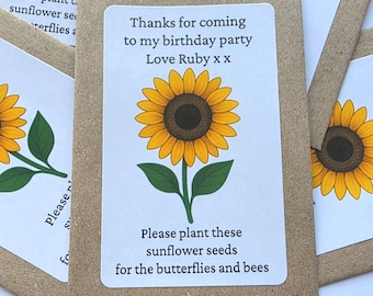 Personalised Sunflower Seed Packet Favors: DIY Kids Birthday Party