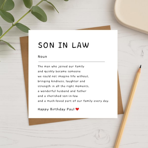 Son in Law Birthday Card - Etsy UK