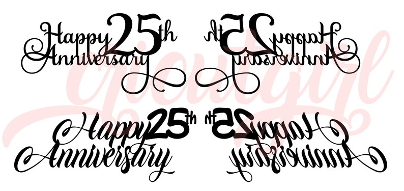 Download Cake Topper SVG file Happy 25th Anniversary 2 versions | Etsy