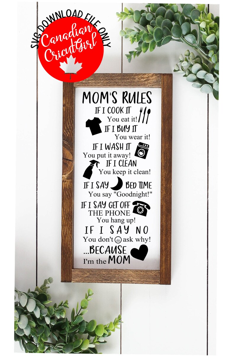 MOM'S RULES this file is for a LONG style sign you can | Etsy