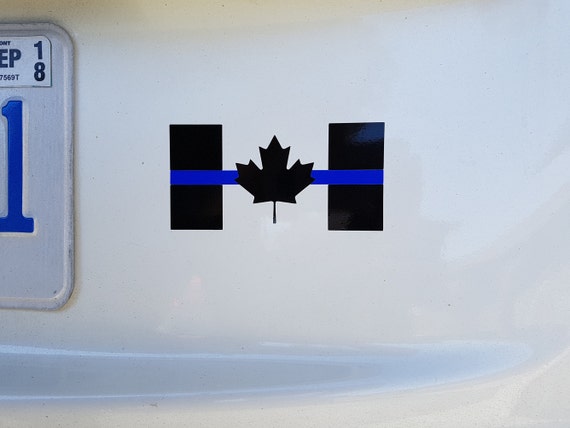 Subdued Canadian Flag Thin Blue Line Sticker Vinyl Decal Police Law Car Nice New