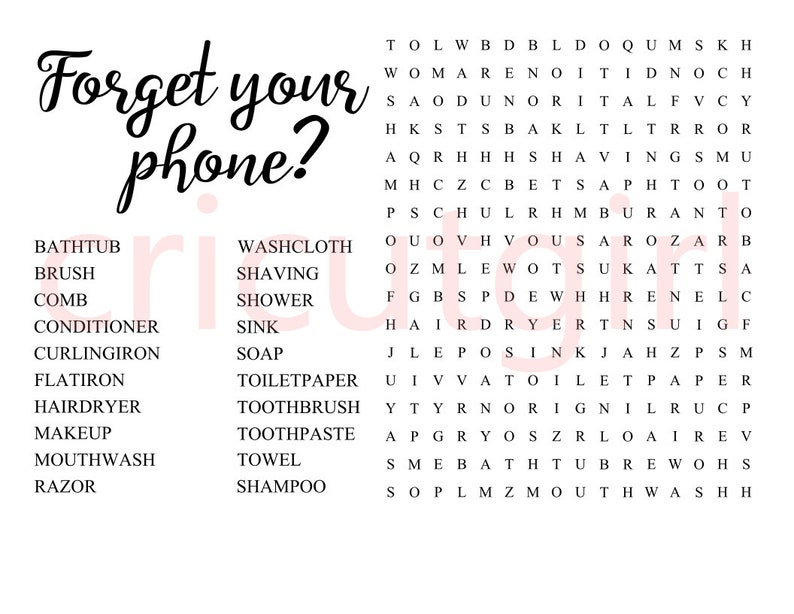 Download Forget your phone Bathroom themed Word Search puzzle both ...