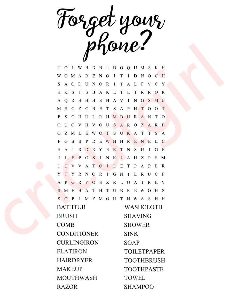 Download Forget your phone Bathroom themed Word Search puzzle both ...