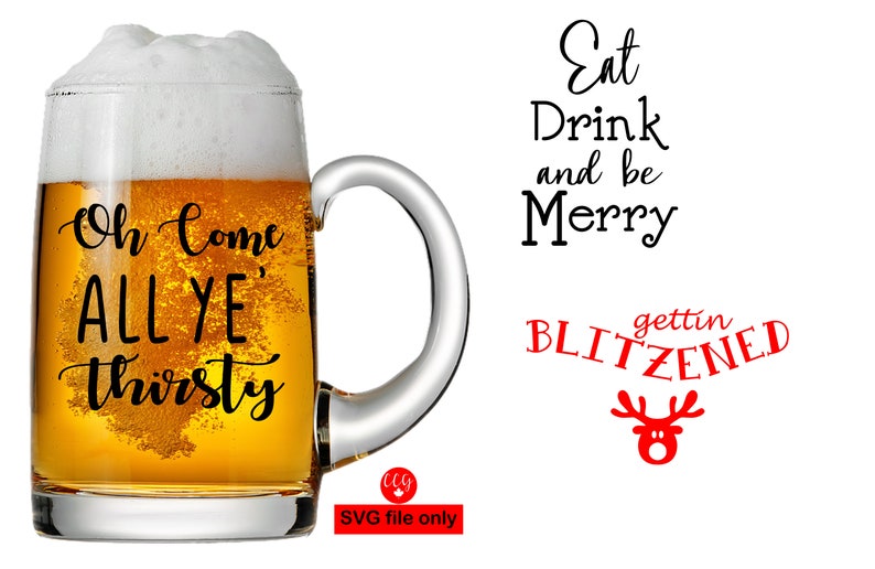 Download 6 SVG files Christmas Themed for wine or beer glasses | Etsy