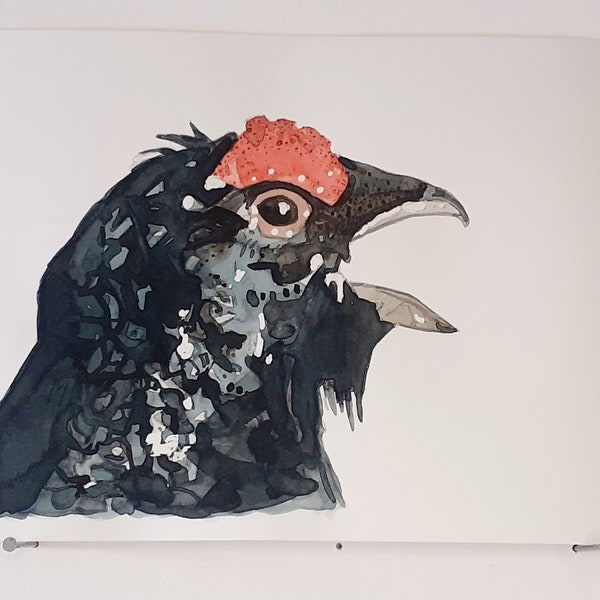 Coq de Bruyère AQUARELLE ORIGINALE Portrait d'oiseau Plume Wall Art Home Decor Peinture Nature