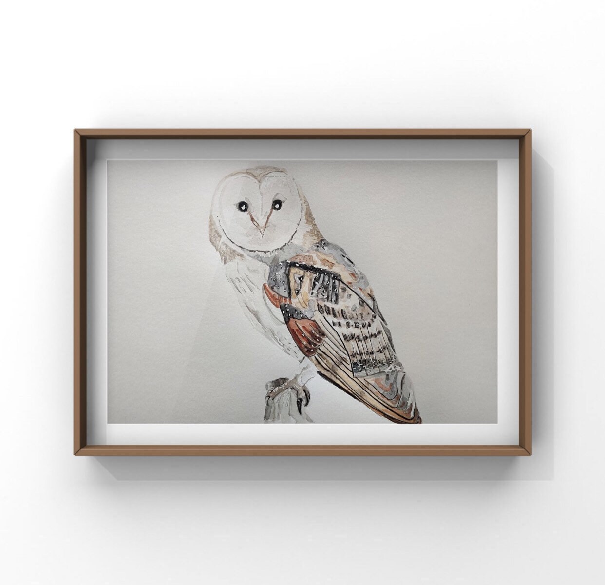 Barn Owl - Effraie Des Clochers Aquarelle Originale Wall Art, Home Decor, Peinture, Paysage, Fleurs,
