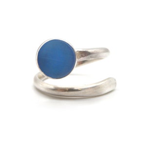 Sterling Silver with Cultured Forget Me Not Blue Sea Glass Adjustable Ring. Sea glass ring, Sea Glass jewellery.