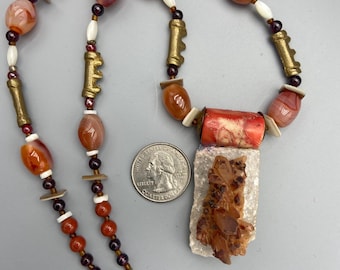 Tangerine Quartz Crystal Orange Pop With Coral and Stone Beads