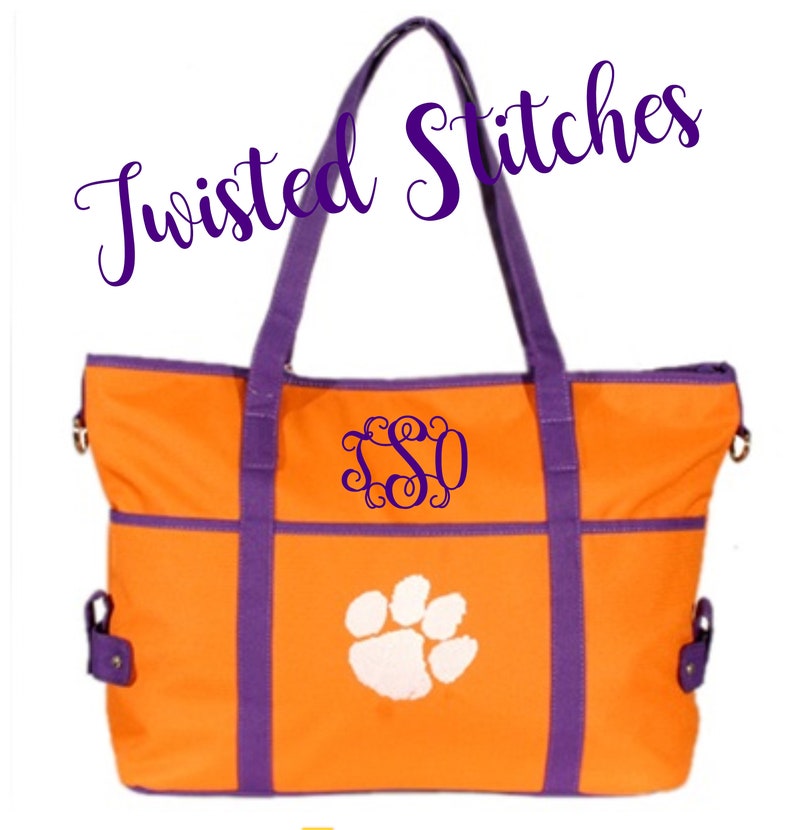 Sports Tote Clemson Tiger Paw Tailgate Tote NCAA Handbag