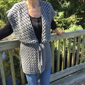 Crochet Vest Pattern for Women, Grey Grannies Crochet Vest, Easy Crochet Vest Pattern, Women's Crochet Sweater Pattern, Crochet Vest