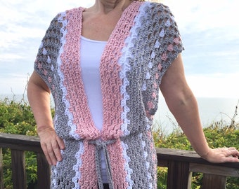 Easy Crochet Vest for Women, Easy Crochet Sweater, Women's Fashion, Chloe Vest, Granny Stitch Vest, Lightweight Women's Vest
