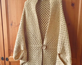 Crochet Sweater Pattern for Women, Granny Square Cardigan, Crochet Blanket Sweater, Easy Crochet Sweater Pattern, Crochet Cocoon Sweater