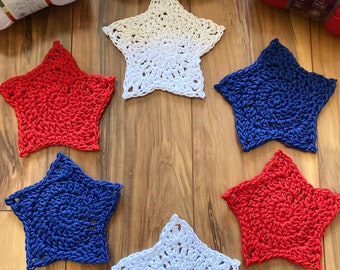 Easy Crochet Star Coaster, Summer Star Crochet Pattern, Simple Crochet Coaster Pattern, Easy Crochet Home Decor, Holiday Home Decor,