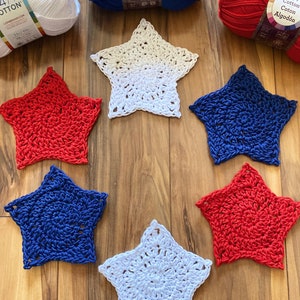 Easy Crochet Star Coaster, Summer Star Crochet Pattern, Simple Crochet Coaster Pattern, Easy Crochet Home Decor, Holiday Home Decor,