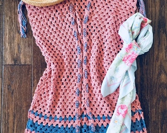 Crochet Vest Pattern for Women, Simple Crochet Pattern, Women's Crochet Fashion, Granny Stripe Crochet Vest, Why Pinks You Vest, Summer Vest