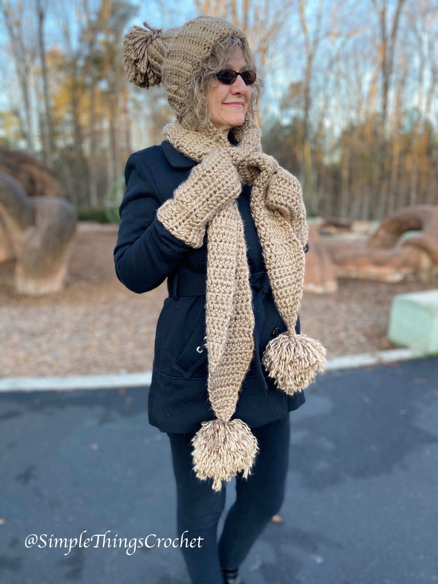 Crochet Hat Scarf and Wristers Set 