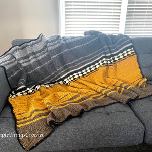 Easy Crochet Afghan, Storm Clouds & Wheat Fields Throw, Artwork Afghan, Simple Crochet Blanket, Warm and Cozy Crochet Blanket Pattern