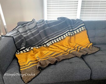 Easy Crochet Afghan, Storm Clouds & Wheat Fields Throw, Artwork Afghan, Simple Crochet Blanket, Warm and Cozy Crochet Blanket Pattern