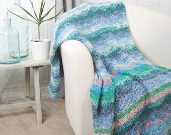 Easy Lightweight Crochet Afghan, Water Lilies Afghan, Crochet Home Decor, Simple Crochet Summer Blanket, Colorful Crochet Afghan
