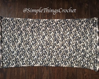 Simple Crochet Rug, Easy Crochet Rug Pattern, Home Decor, Crochet Kitchen Rug, Crochet Bathroom Rug