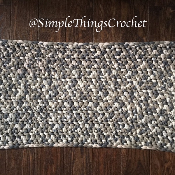 Simple Crochet Rug, Easy Crochet Rug Pattern, Home Decor, Crochet Kitchen Rug, Crochet Bathroom Rug