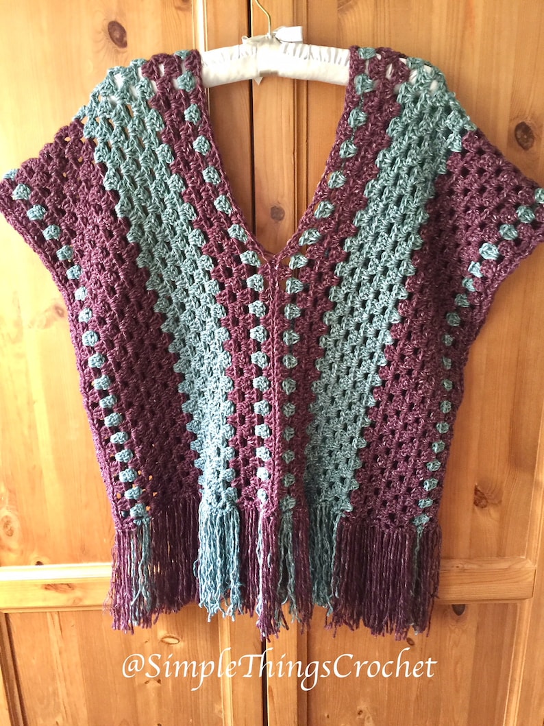 Simple Crochet Poncho Pattern Easy Crochet Poncho Top Granny Etsy UK