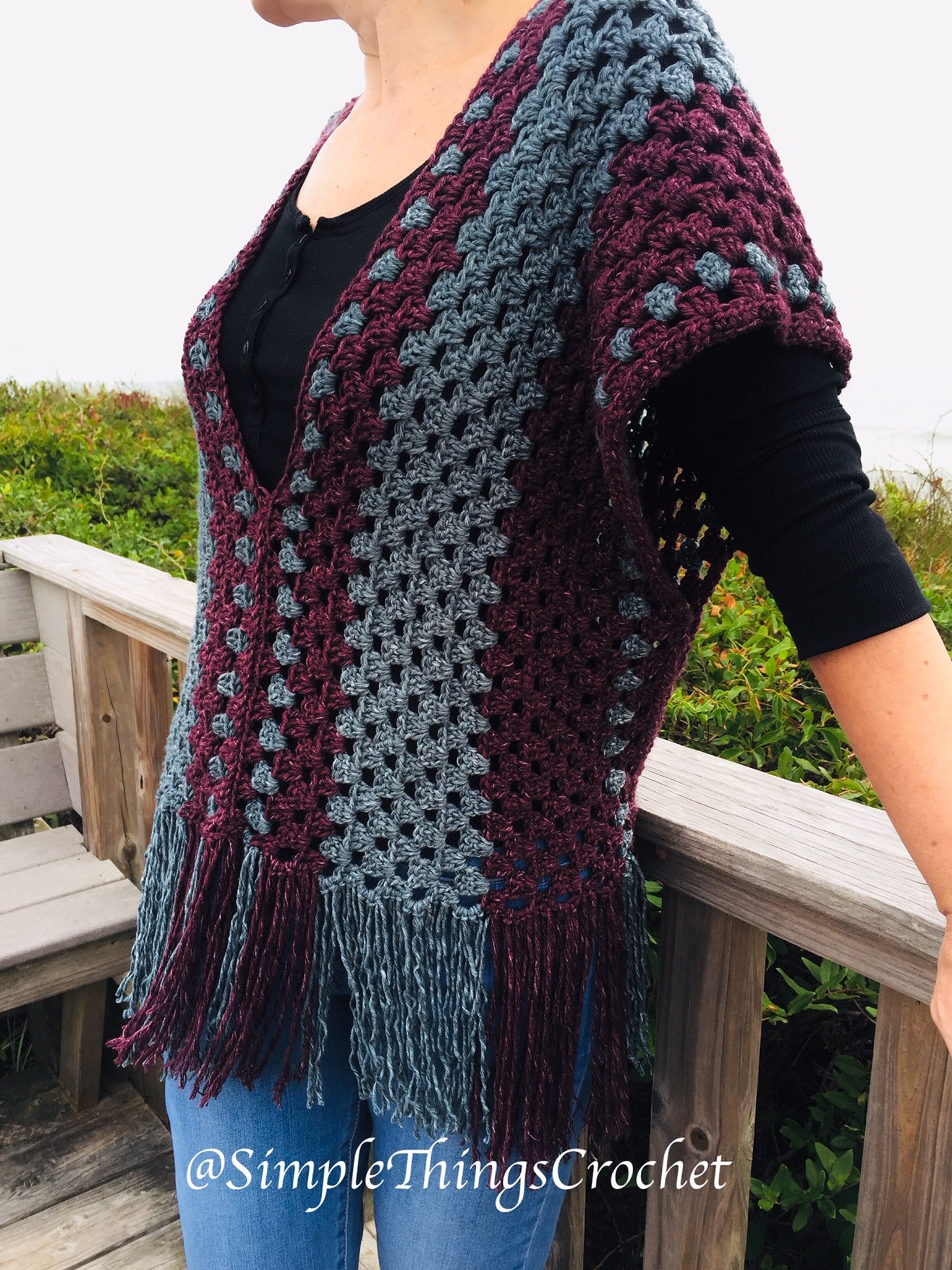 Simple Crochet Poncho Pattern, Easy Crochet Poncho Top, Granny Stitch ...