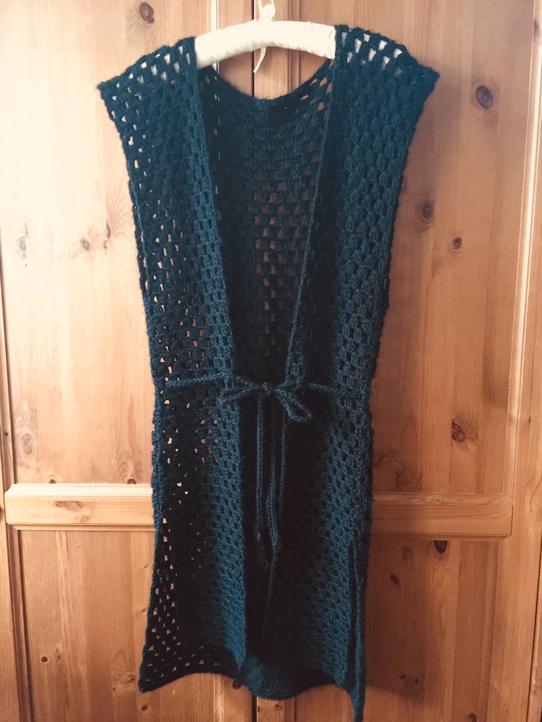 Crochet Vest Pattern for Women Crocheted Boho Vest With Tie Belt Easy