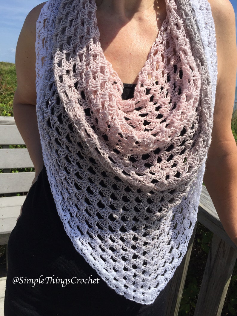 Crochet Triangle Shawl Pattern, Granny Triangle Shawl, Women's Crochet Wrap, Crochet Scarf, Bridal Shawl Pattern, Crochet Cowl Pattern image 5