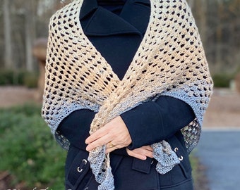 Softly Sweetly Triangle Shawl, Easy Granny Stitch Shawl, Simple Crochet Shawl, Easy Women's Wrap, Women's Ombre Shawl, Easy Crochet Pattern