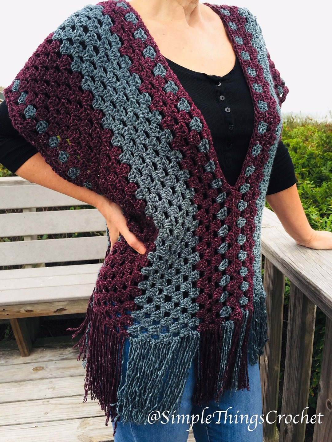 Simple Crochet Poncho Pattern, Easy Crochet Poncho Top, Granny Stitch ...