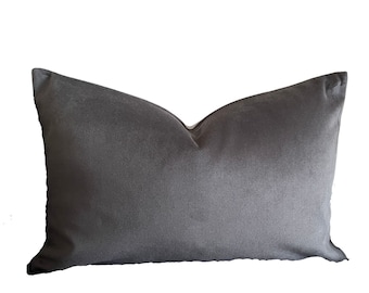 Dark gray velvet pillow cover. Gray pillow cover, Charcoal gray cushion, Gray extra large pillow