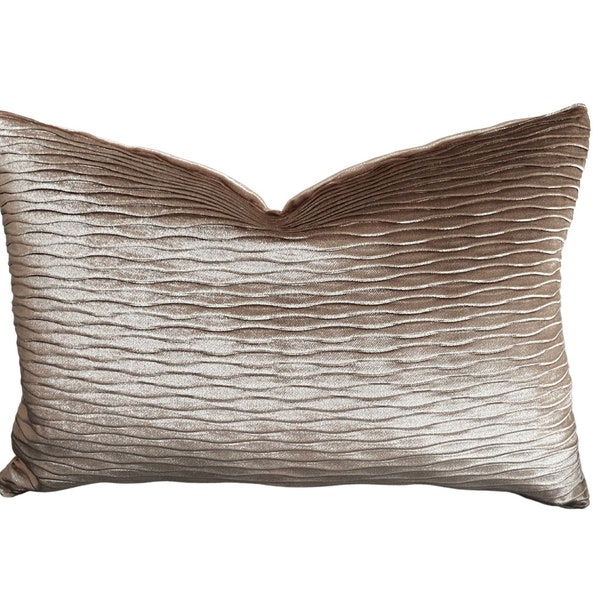 Brown velvet pillow cover, Glossy textured velvet pillow, Textured velvet cushion 12x20