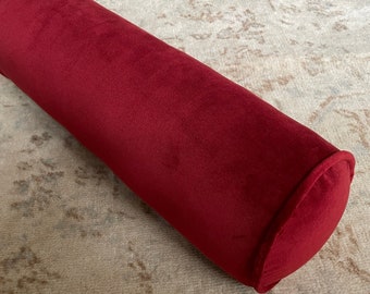 Fodera in velluto rosso per cuscino a rullo, cuscino a rullo rosso, cuscino a cilindro rosso, cuscino a rullo per letto king size