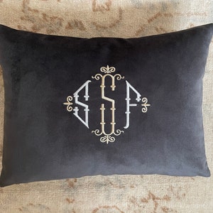 Monogrammed velvet pillow cover, Monogrammed pillow, Embroidered pillow, Wedding pillow, Mother's days gift, Personalized pillow