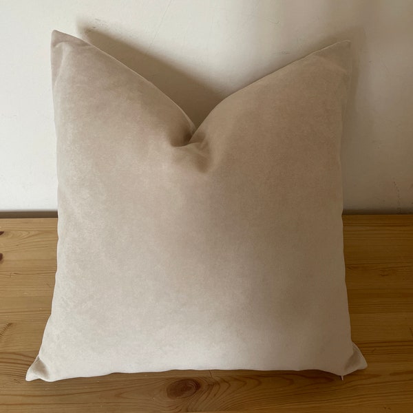 Stone velvet pillow cover, Tan velvet pillow, Earthy tone cushion, Beige cushion cover