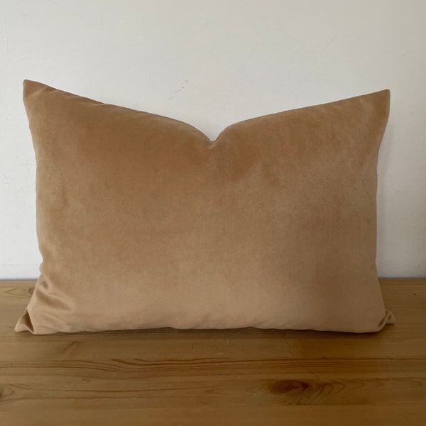 Camel velvet pillow cover, Camel lumbar pillow, Light Brown pillow,  Both side same pillow, Designer velvet pillow, Sand cushion,