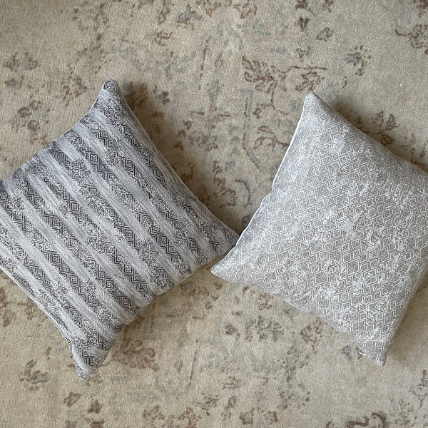 Cotton woven pillow cover, Earth tone pillow, Neutral pillow, Distressed pillow, Faded color pillows