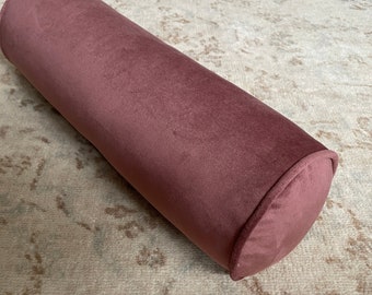 Mauve bolster velvet cover, Mauve purple velvet pillow, Mauve pink pillow, Cyclinder pillow, Neckroll pillow