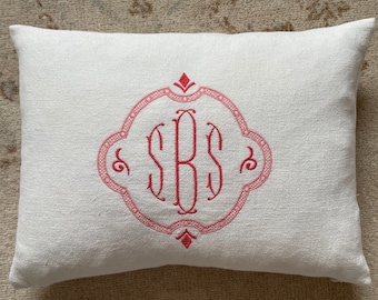 Monogrammed pillow cover, Monogrammed pillow, Embroidered pillow, Wedding pillow, Personalized pillow