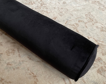 Copri cuscino in velluto nero, Cuscino in velluto nero, Cuscino nero, Cuscino Cyclinder, Cuscino Neckroll