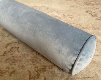 Blue bolster velvet pillow cover,coastal bolster pillow, Hamptons accent, Cyclinder pillow, Neckroll pillow