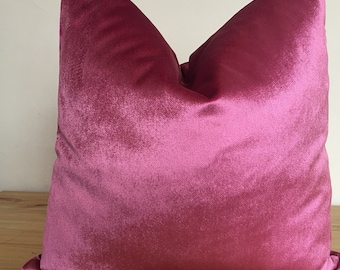 pink velvet pillow cover, bright velvet pillow, shiny pink throw pillow,, velvet pillow cover, velvet cushion cover, solid velvet pillow