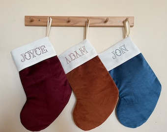 Calza di Natale personalizzata, Calza di Natale in velluto, Calza di Natale con monogramma, Calza di tutti i colori, Calza di Natale per la famiglia